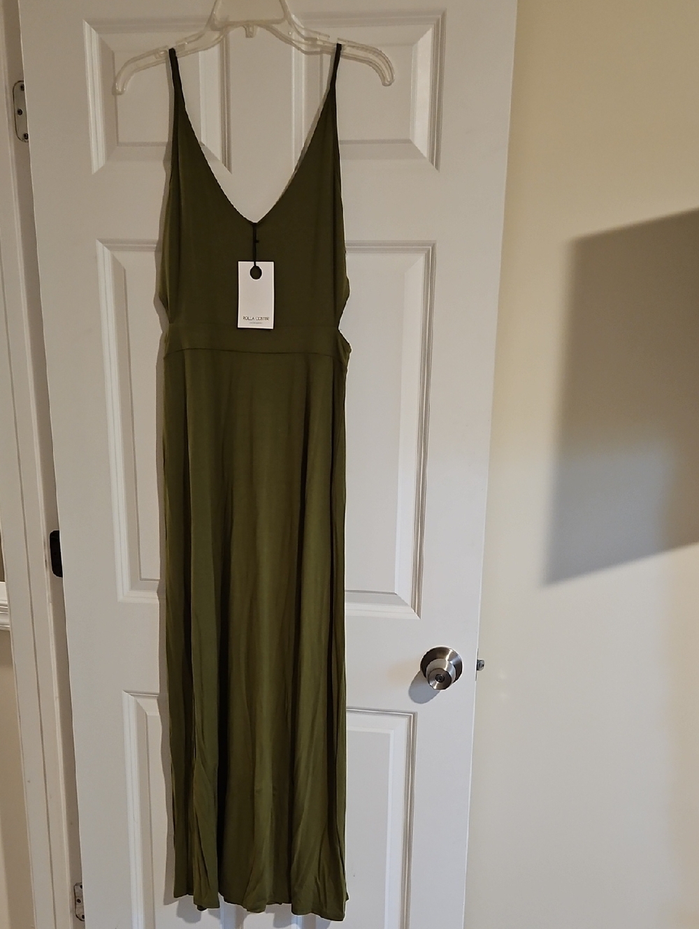 Rolla Coster Olive Maxi Slip Dress with V-Neck